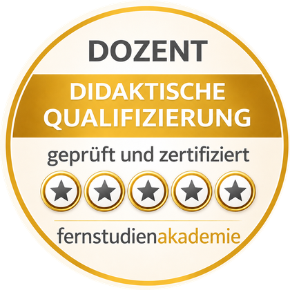 Siegel: Dozent, Didaktische Qualifizierung, geprüft und zertifiziert, fernstudienakademie